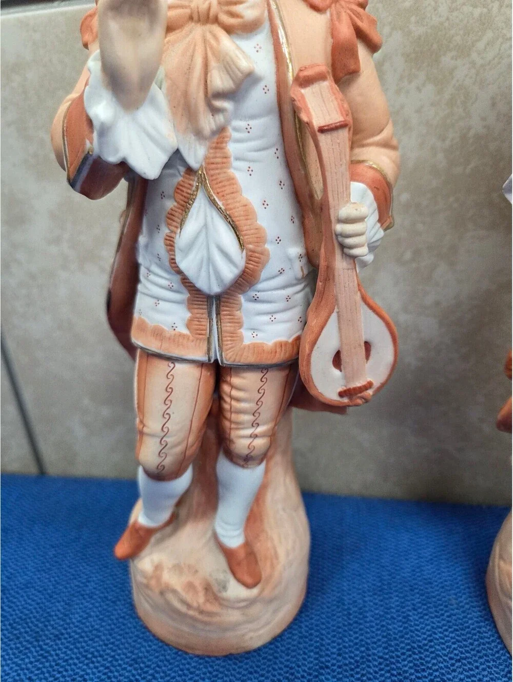 Vintage Victorian Couple Bisque Porcelain Figurines Pair Man Woman Music Rococo